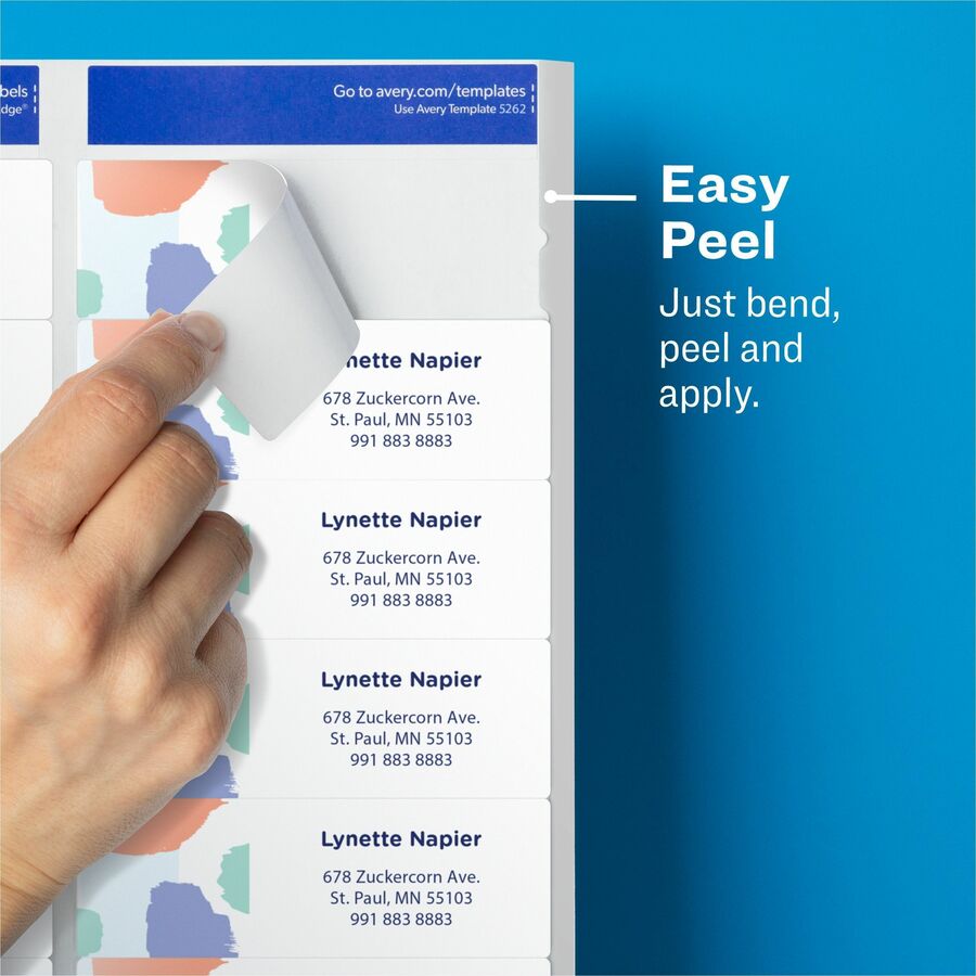 Avery Easy Peel Inkjet Printer Mailing Labels, Clear, 1 21/64" x 4", Rectangle, Permanent Adhesive, Matte Film, 14 Labels/Sheet, 25 Sheets, 350 Labels/Pack