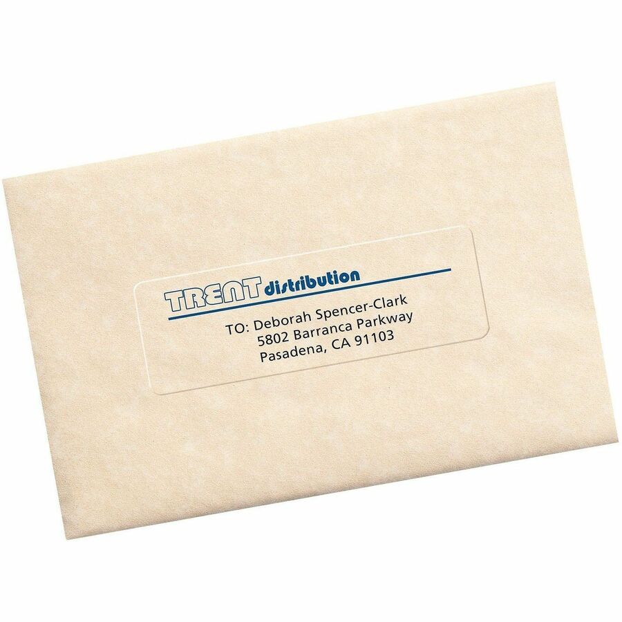 Avery Easy Peel Inkjet Printer Mailing Labels, Clear, 1 21/64" x 4", Rectangle, Permanent Adhesive, Matte Film, 14 Labels/Sheet, 25 Sheets, 350 Labels/Pack