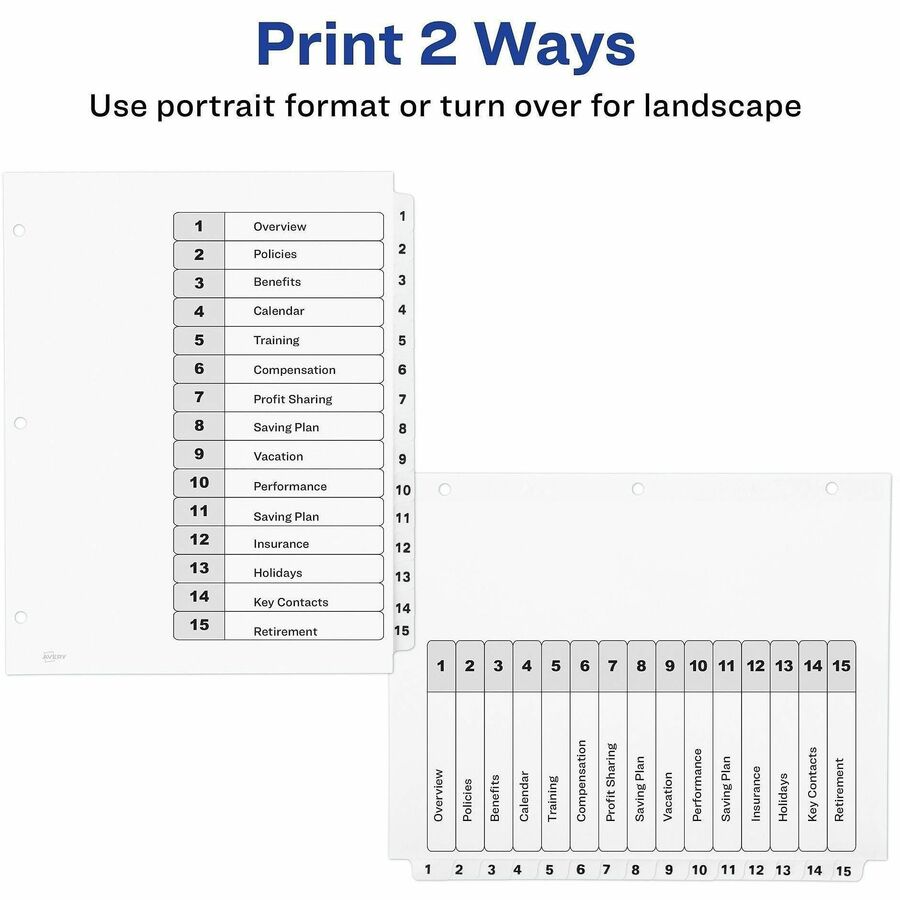 Avery Binder Dividers, 15 Tabs, Ready Index (11142)