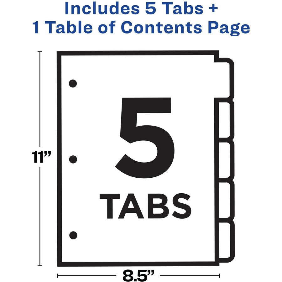 Avery Binder Dividers, 5 Tabs, Ready Index (11130)
