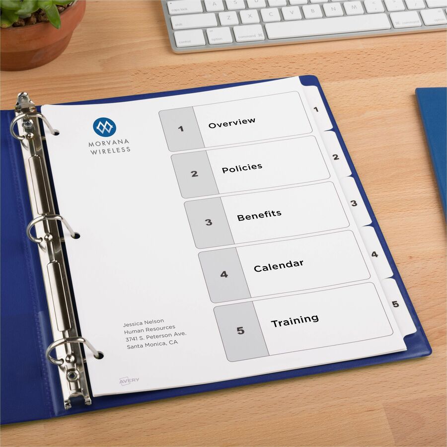 Avery Binder Dividers, 5 Tabs, Ready Index (11130)