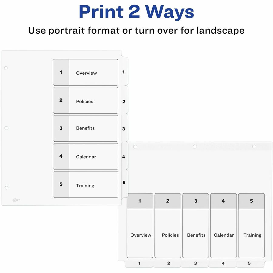Avery Binder Dividers, 5 Tabs, Ready Index (11130)