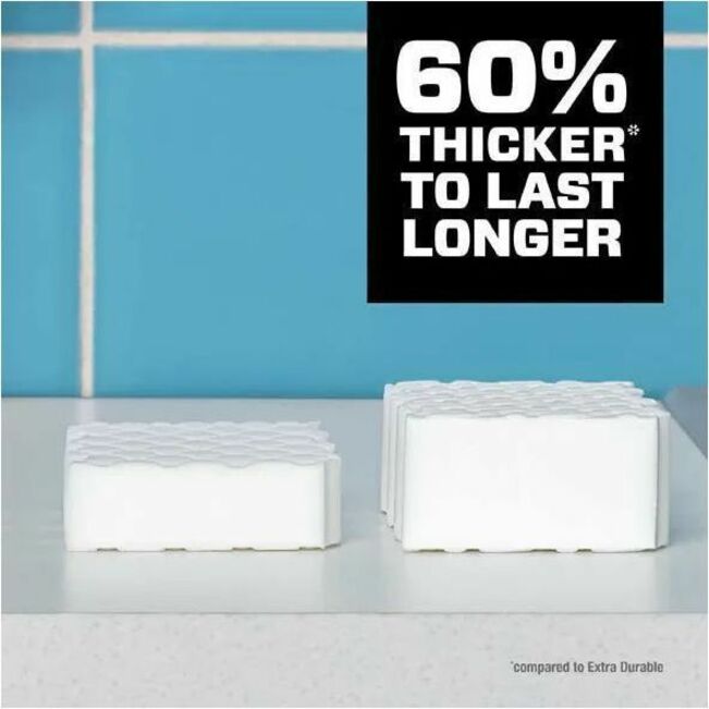 Mr. Clean Magic Eraser Sponge, Ultra Thick, Heavy Duty, Built-In Scrubber, Strong, White, 5 Pack