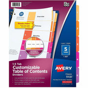 Avery Dividers, 5 Tabs, Ready Index, Multicolor Tabs (11131)