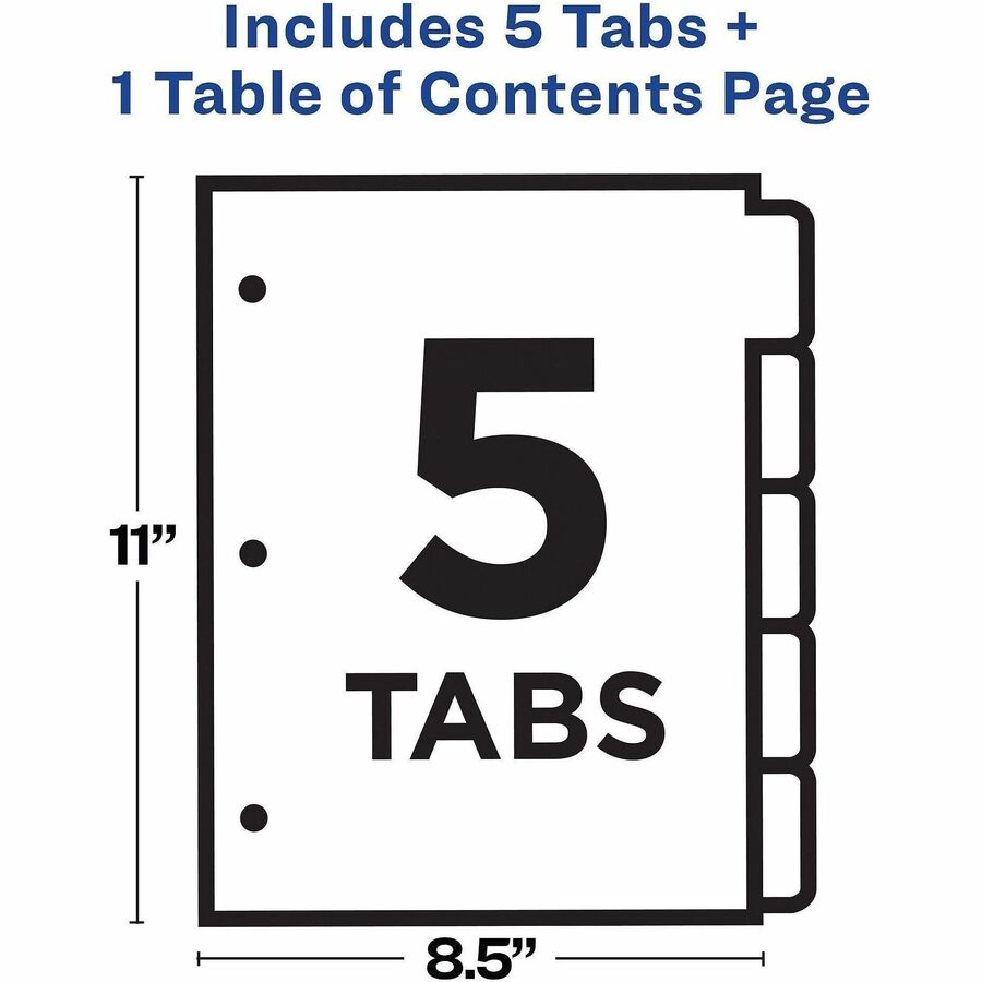 Avery Dividers, 5 Tabs, Ready Index, Multicolor Tabs (11131)