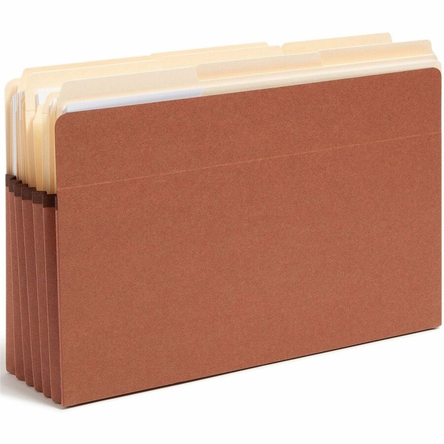 Smead Straight Tab Cut Legal Recycled File Pocket - 8 1/2" x 14" - Top Tab Location - 12.5 pt. - Redrope - Tear Resistant, Rounded Corner, Reinforced Gusset - 30% Recycled - 10 / Box