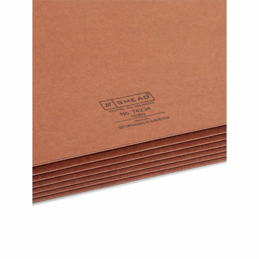 Smead Straight Tab Cut Legal Recycled File Pocket - 8 1/2" x 14" - Top Tab Location - 12.5 pt. - Redrope - Tear Resistant, Rounded Corner, Reinforced Gusset - 30% Recycled - 10 / Box