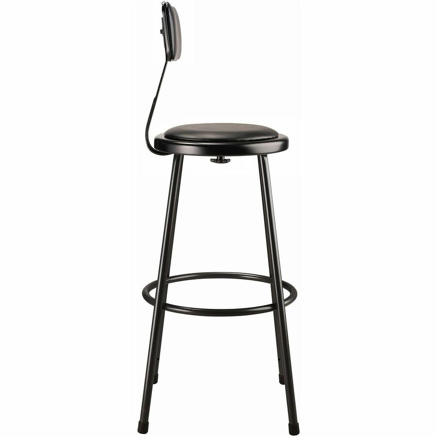 NPS® 30" Heavy Duty Vinyl Padded Steel Stool with Backrest, Surface Color: Black, Frame Color: Black