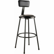 NPS® 30" Heavy Duty Vinyl Padded Steel Stool with Backrest, Surface Color: Black, Frame Color: Black