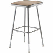 NPS® 25"-33" Height Adjustable Heavy Duty Square Seat Steel Stool, Surface Color: Masonite Wood, Frame Color: Grey