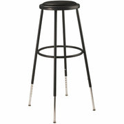 NPS® 32"-39" Height Adjustable Heavy Duty Vinyl Padded Steel Stool, Surface Color: Black, Frame Color: Black