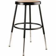 NPS® 19"-27" Height Adjustable Heavy Duty Steel Stool, Surface Color: Masonite Wood, Frame Color: Black