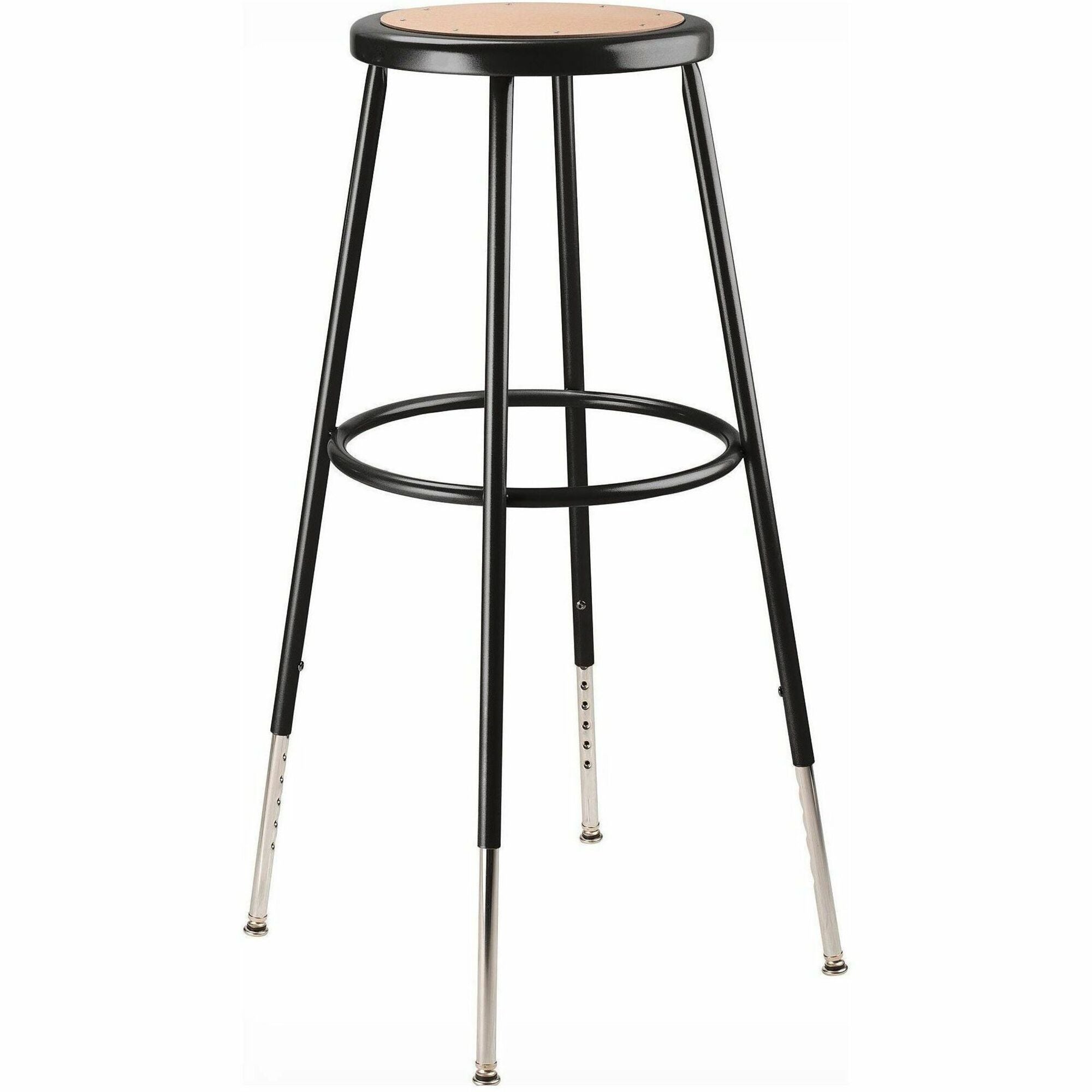 NPS® 32"-39" Height Adjustable Heavy Duty Steel Stool, Surface Color: Masonite Wood, Frame Color: Black