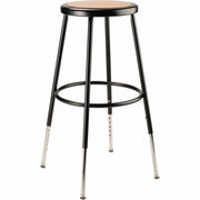 NPS® 25"-33" Height Adjustable Heavy Duty Steel Stool, Surface Color: Masonite Wood, Frame Color: Black