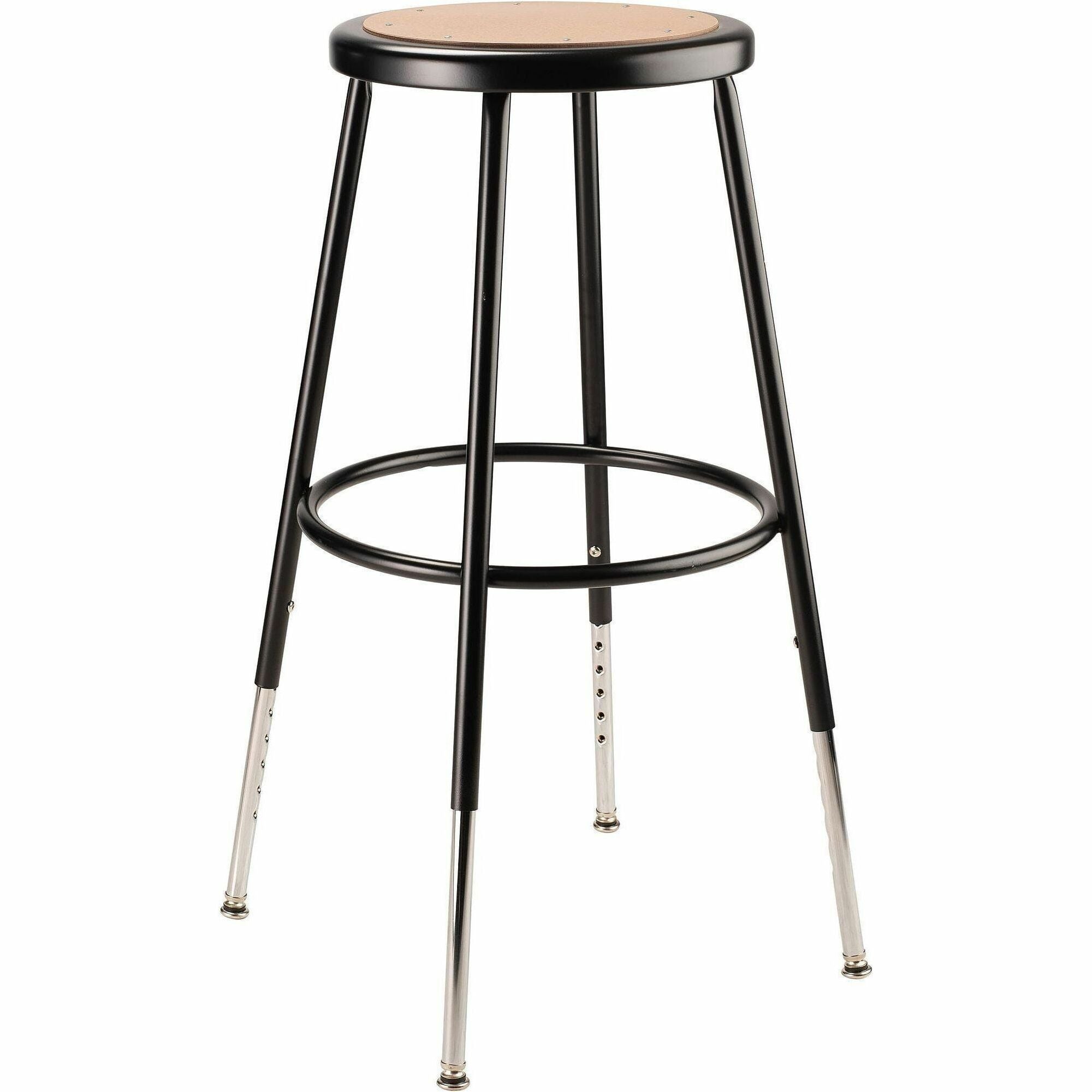 NPS® 25"-33" Height Adjustable Heavy Duty Steel Stool, Surface Color: Masonite Wood, Frame Color: Black