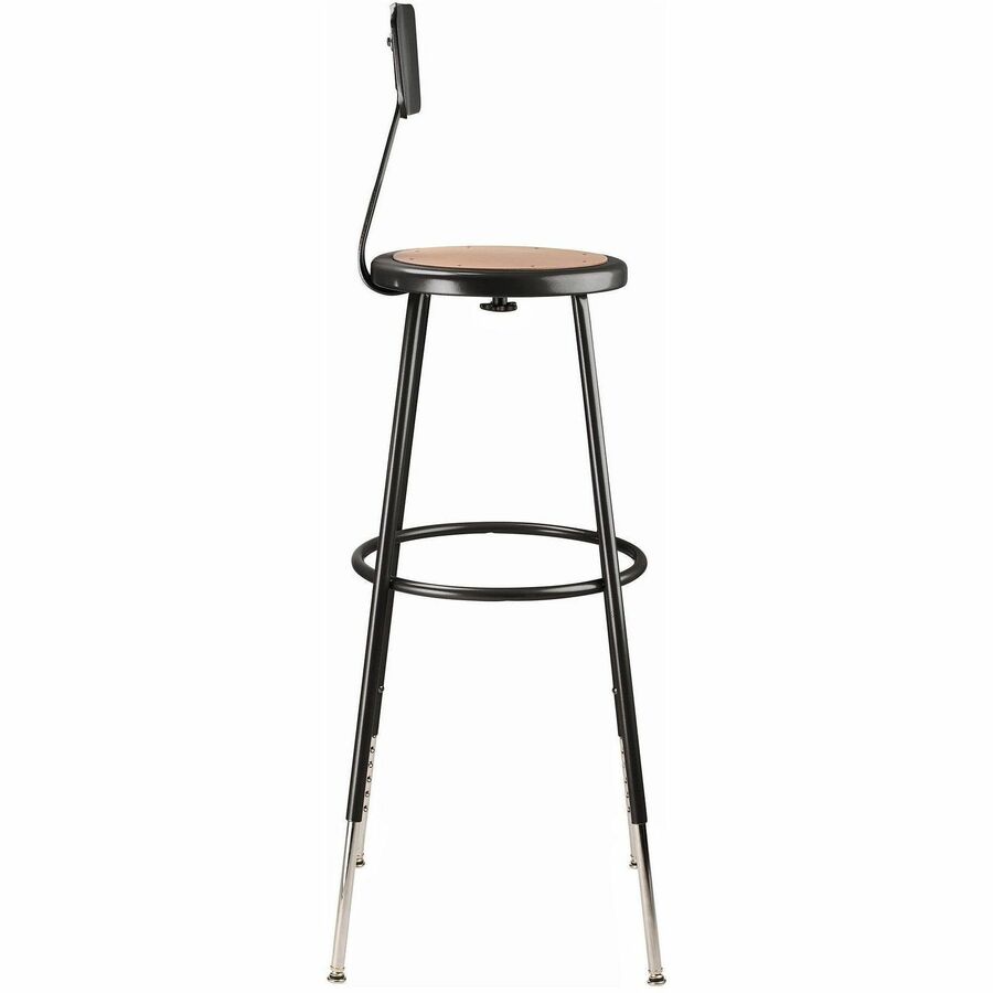 NPS® 32"-39" Height Adjustable Heavy Duty Steel Stool with Backrest, Surface Color: Masonite Wood, Frame Color: Black