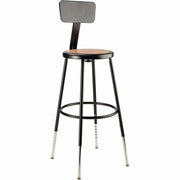 NPS® 25"-33" Height Adjustable Heavy Duty Steel Stool with Backrest, Surface Color: Masonite Wood, Frame Color: Black