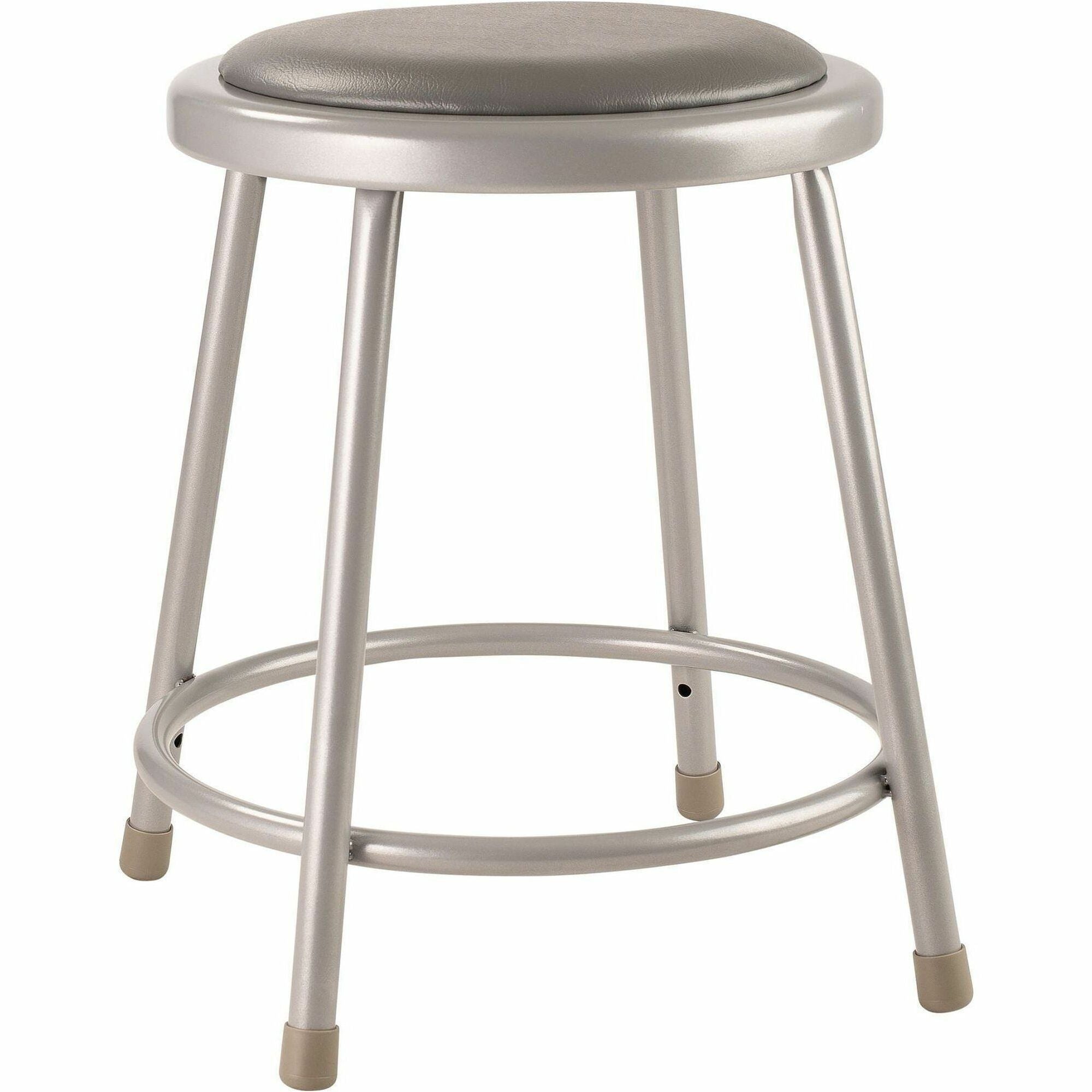 NPS® 18" Heavy Duty Vinyl Padded Steel Stool, Surface Color: Grey, Frame Color: Grey