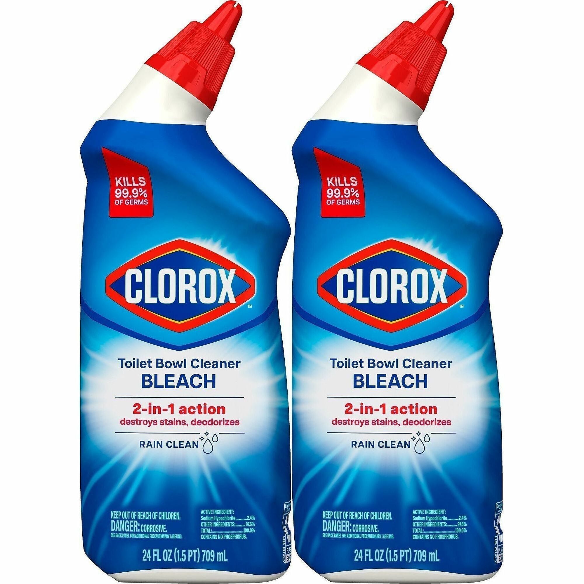 Clorox Toilet Bowl Cleaner with Bleach, Rain Clean Scent, 24 fl oz, Blue, 1 Each