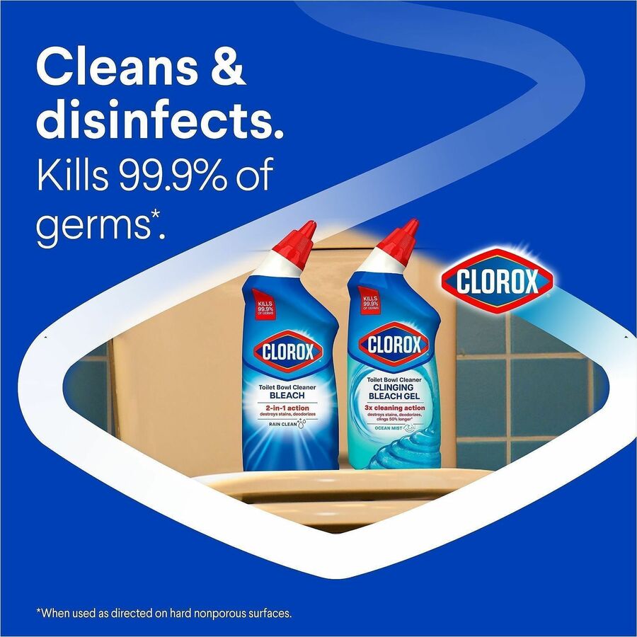 Clorox Toilet Bowl Cleaner with Bleach, Rain Clean Scent, 24 fl oz, Blue, 1 Each