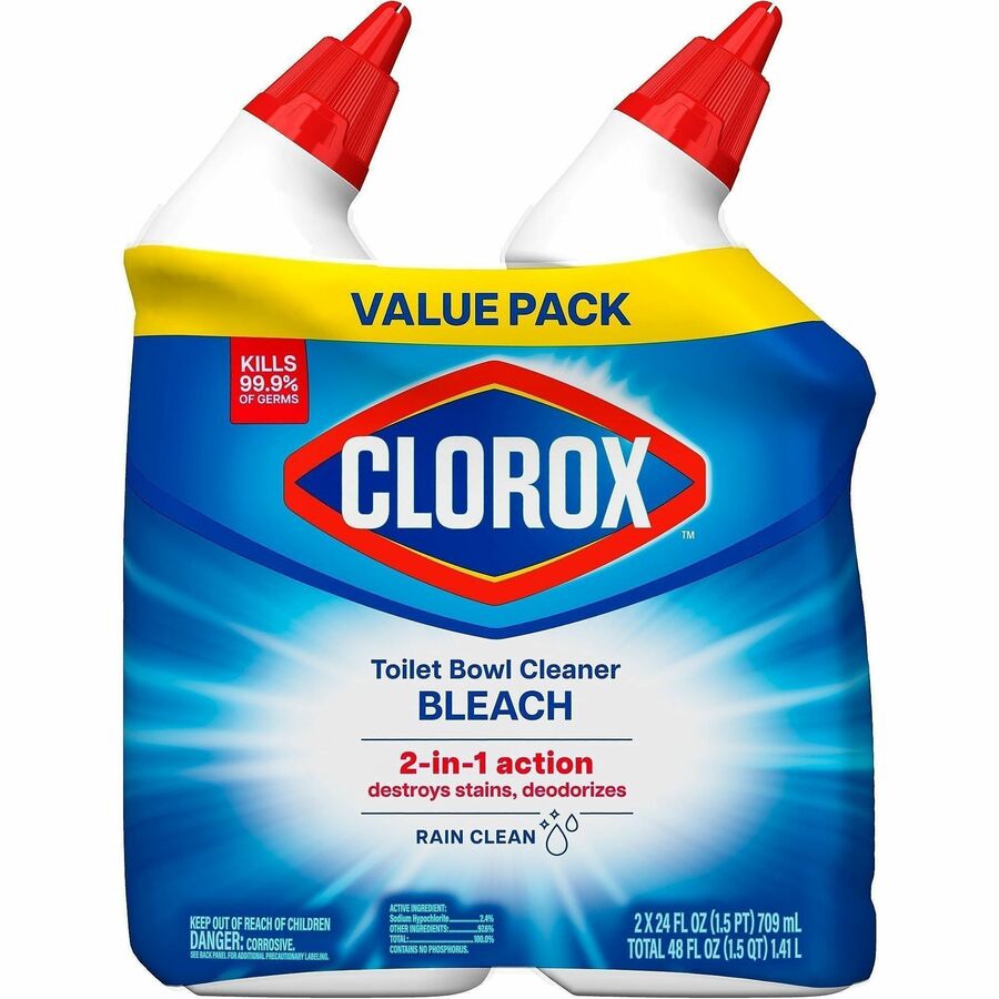 Clorox Toilet Bowl Cleaner with Bleach, Rain Clean Scent, 24 fl oz, Blue, 1 Each