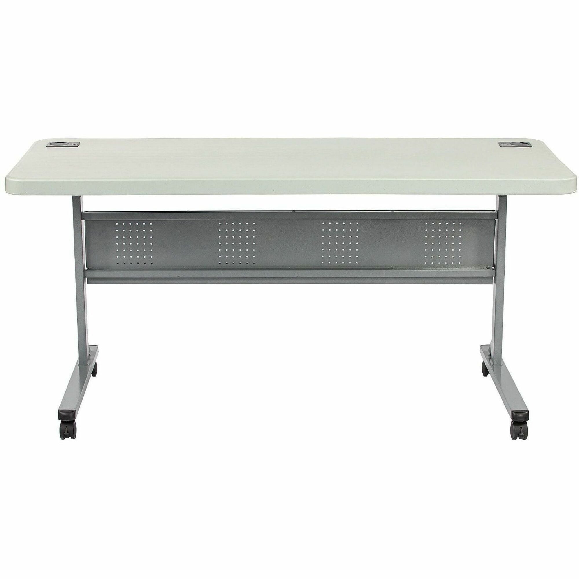 NPS® 24" x 60" Flip-N-Store Training Table, Surface Color: Speckled Grey, Frame Color: Grey