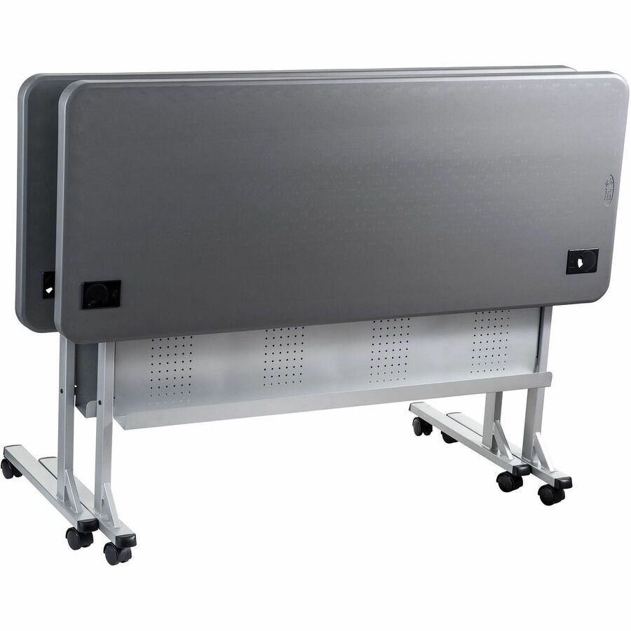 NPS® 24" x 60" Flip-N-Store Training Table, Surface Color: Charcoal Slate, Frame Color: Silver