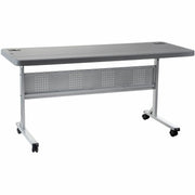 NPS® 24" x 60" Flip-N-Store Training Table, Surface Color: Charcoal Slate, Frame Color: Silver