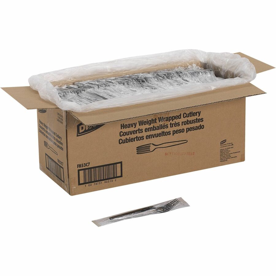 Dixie Black Disposable Plastic Forks, Heavy Weight, 7.1" Length, 1000 per Case
