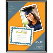 8" x 10" Frame Size - Holds 8.50" x 11" Insert - Desktop, Tabletop - Durable, Dust Resistant, Easel Back, Sturdy - Plastic - Black - 1 Each