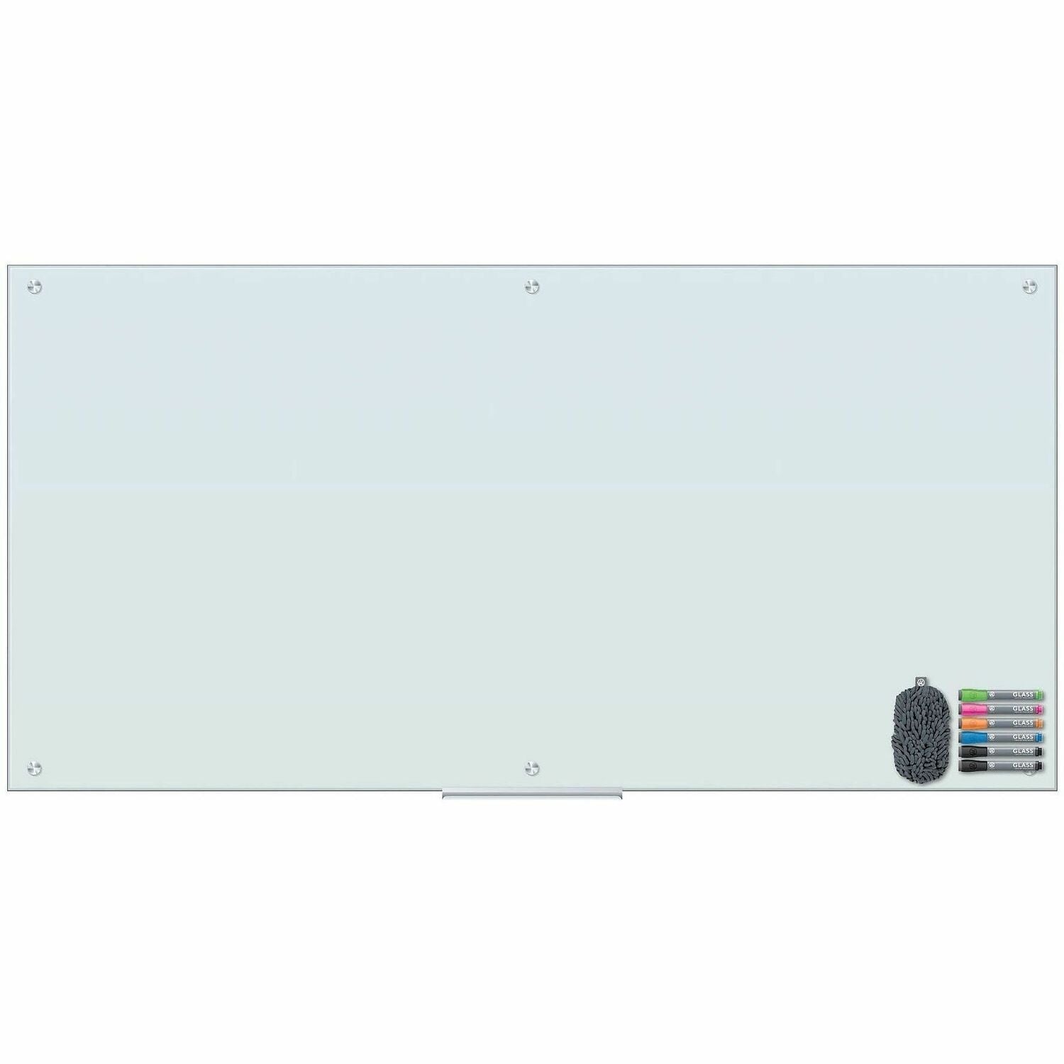 U Brands Dry Erase Board - 72" (6 ft) Width x 36" (3 ft) Height - White Glass, Tempered Glass Surface - Horizontal/Vertical - Magnetic - Frameless, Ghost Resistant, Stain Proof - 1 Each