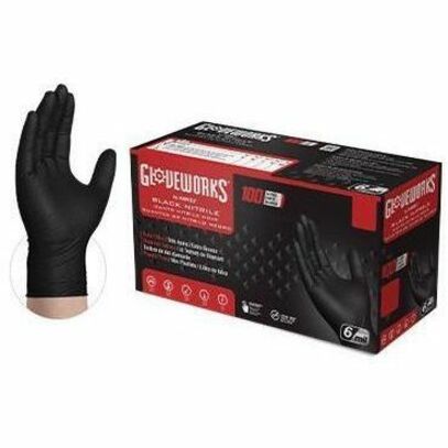Gloveworks Powder-Free Industrial RDT Nitrile Gloves - 6 mil Thickness x 18.26" Glove Length - Grime, Dirt, Snag Protection - Polymer Coating - Medium Size - 10 Boxes/Case - 10 / Box