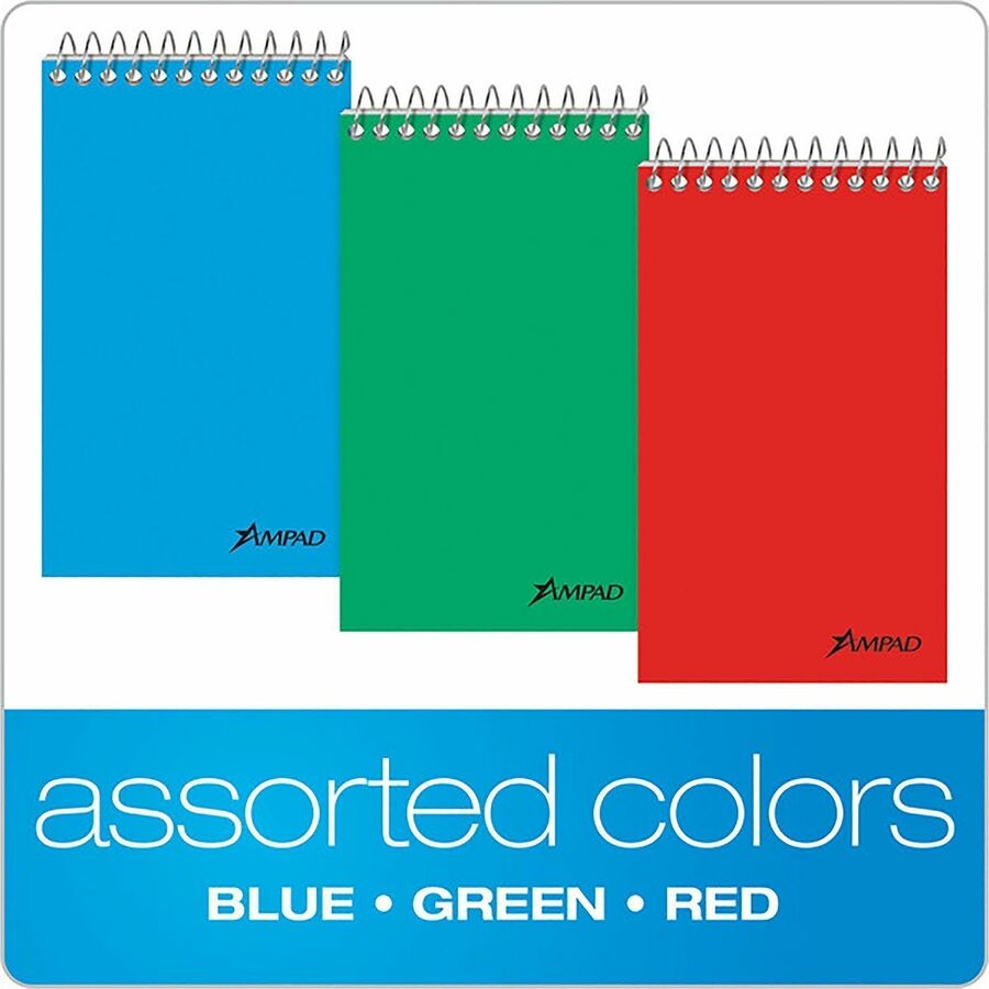 60 Sheets - Narrow Ruled Front Ruling - Red, Blue, Green Cover - Compact - 12 / Pack
