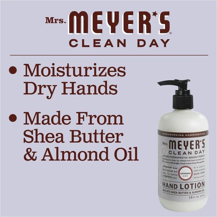 Mrs. Meyer's Clean Day Lavender Lotion - Lotion - 12 fl oz - Lavender - Pump Bottle - For Dry Skin - Applicable on Hand - Cruelty-free, Non-greasy, Paraben-free, Moisturising Pump Bottle - 1 Each