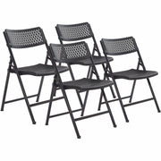 NPS® Airflex Series Premium Polypropylene Folding Chair, Pack of 4, Surface Color: Black, Frame Color: Black