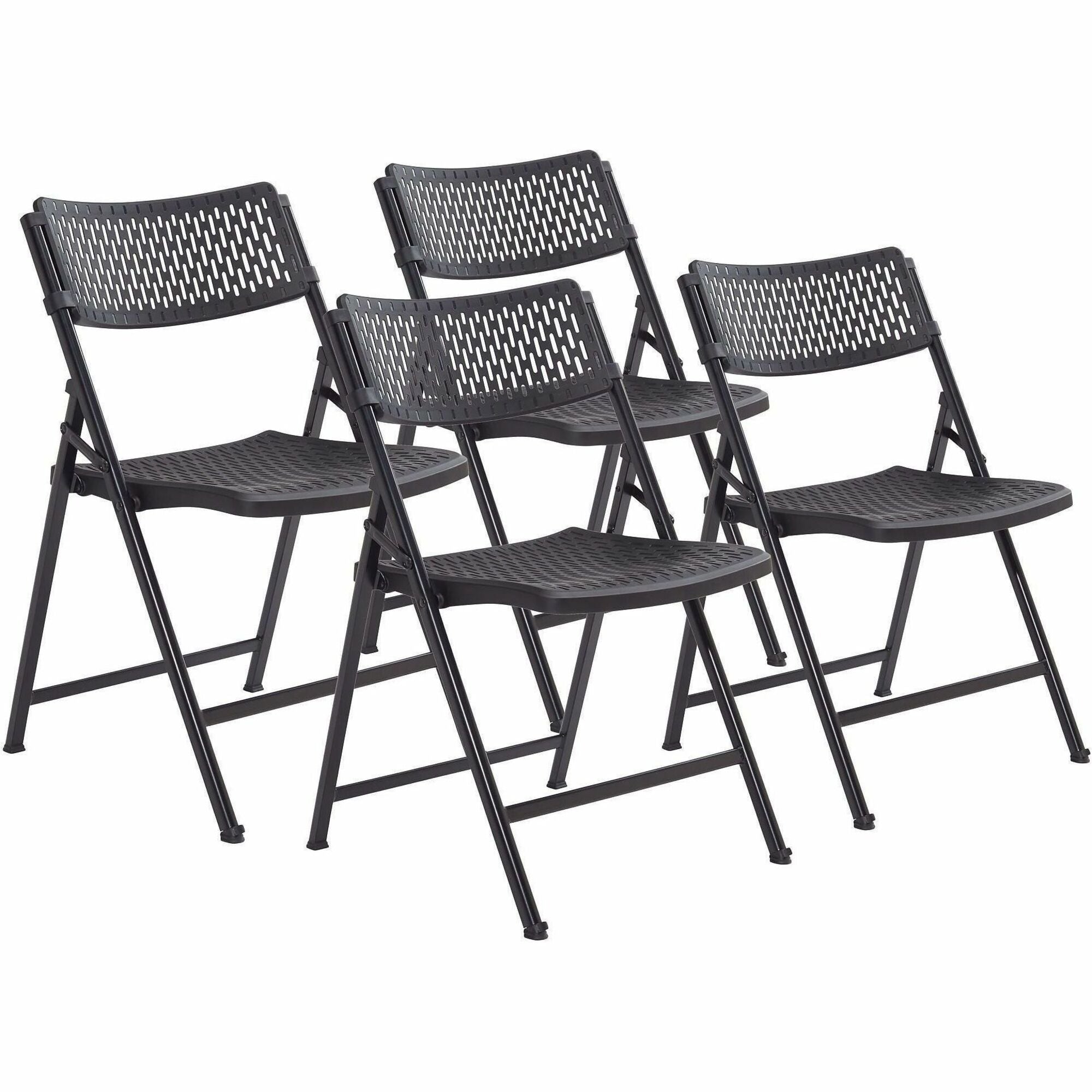 NPS® Airflex Series Premium Polypropylene Folding Chair, Pack of 4, Surface Color: Black, Frame Color: Black