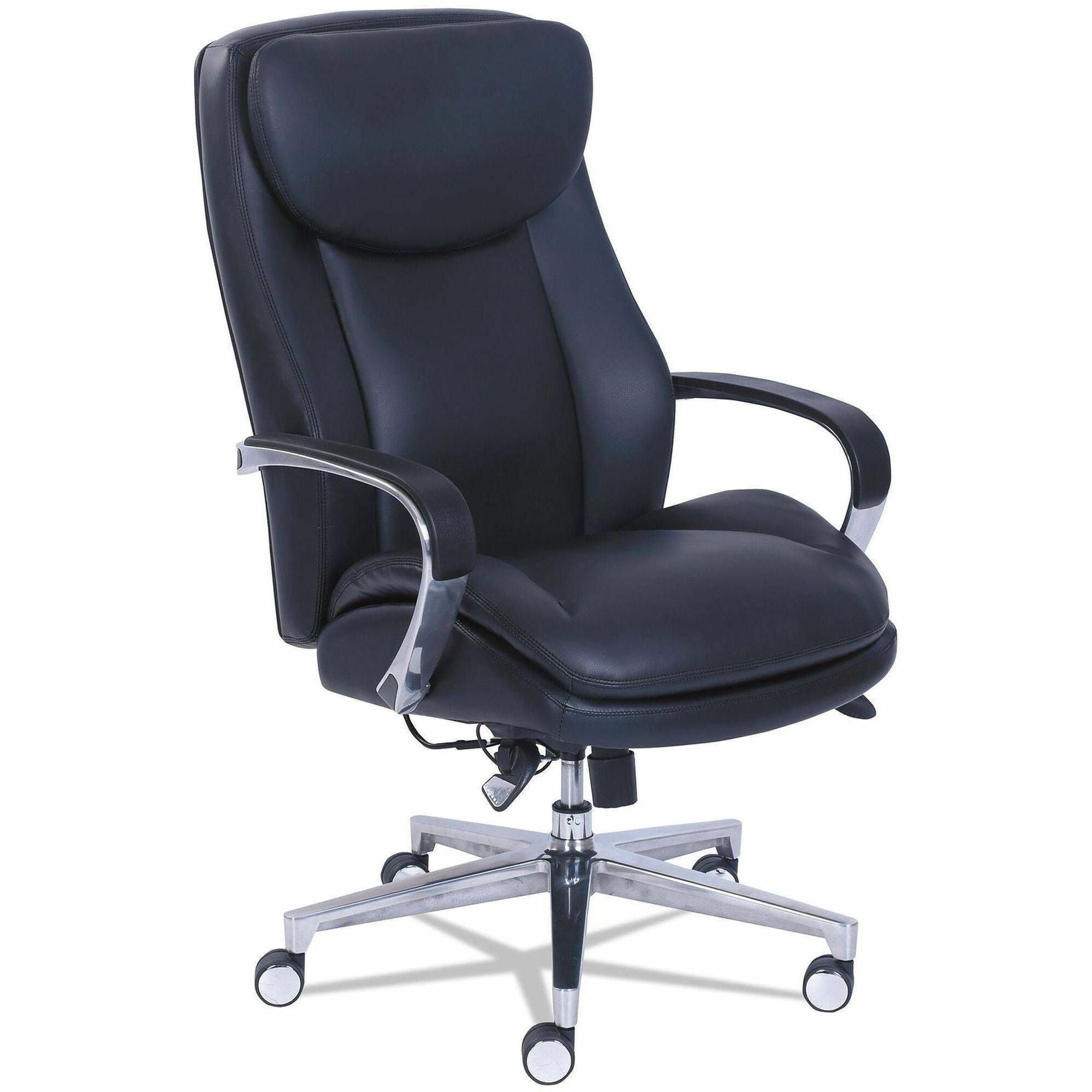 La-Z-Boy ComfortCore Chair - Black Seat Color - Gel, Memory Foam Seat Material - High Back - 5-star Base - Black - Bonded Leather - 1 Each