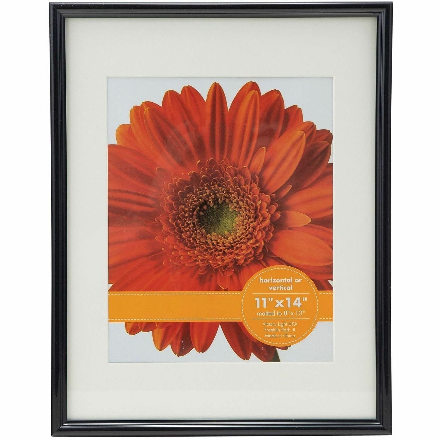 11" x 14" Frame Size - Durable, Dust Resistant - Glass - Black - 1 Each