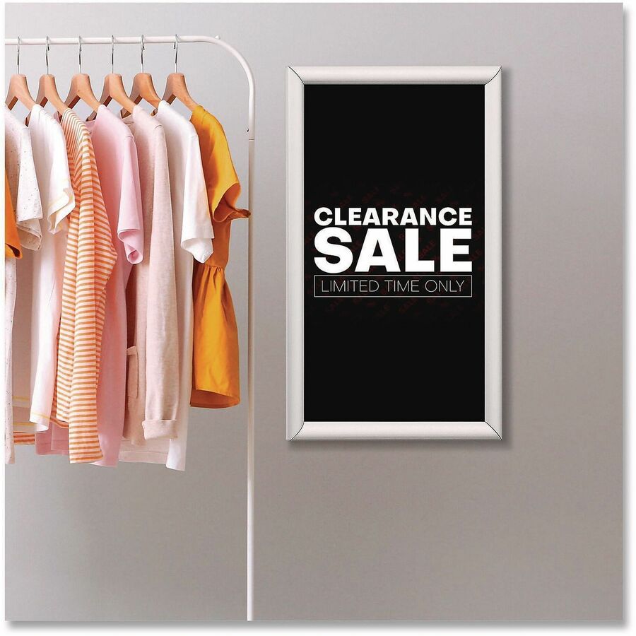 11" x 17" Frame Size - Holds 17" x 11" Insert - Wall Mountable - Horizontal, Vertical - Sturdy - Aluminum - Silver - 1 Each