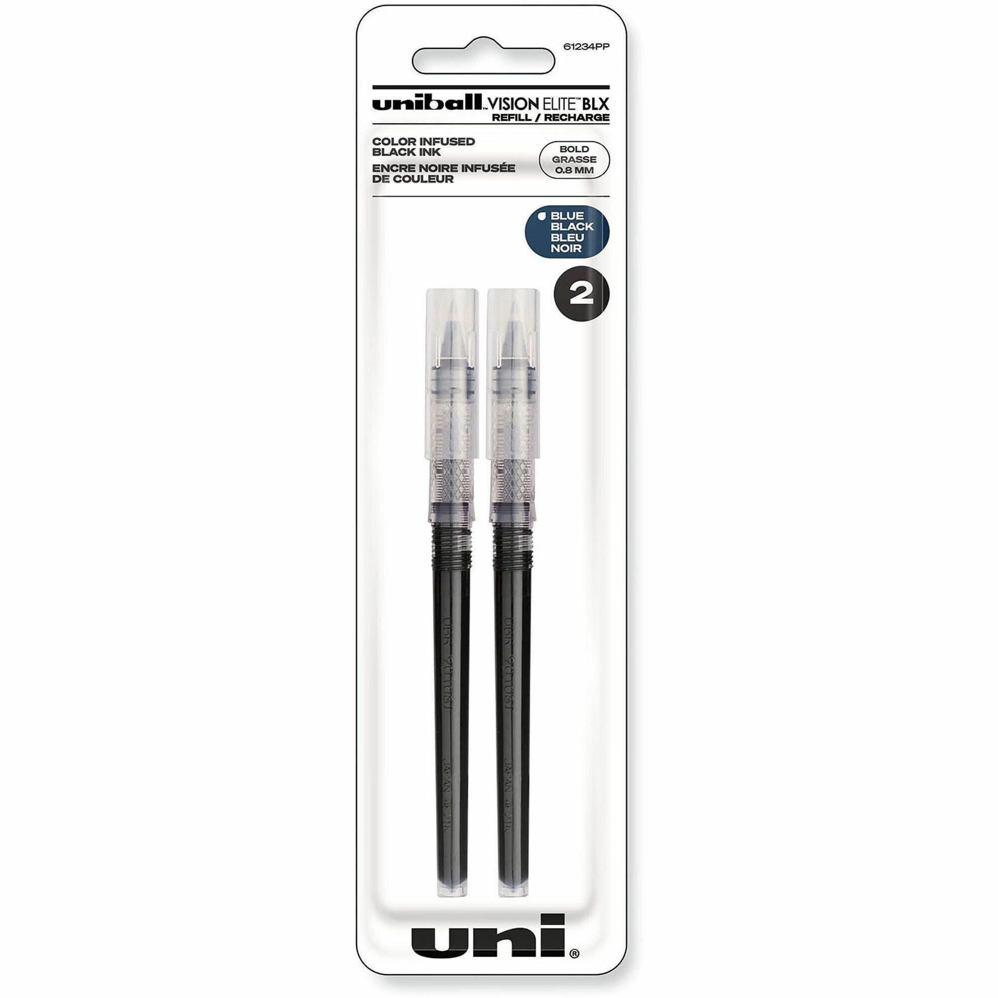0.80 mm , Bold Point - Assorted, Black, Blue Ink - Super Ink, Fraud Resistant, Fade Resistant, Water Resistant, Washable, Smooth Flowing Ink, Tungsten Carbide Ball - 2 / Pack