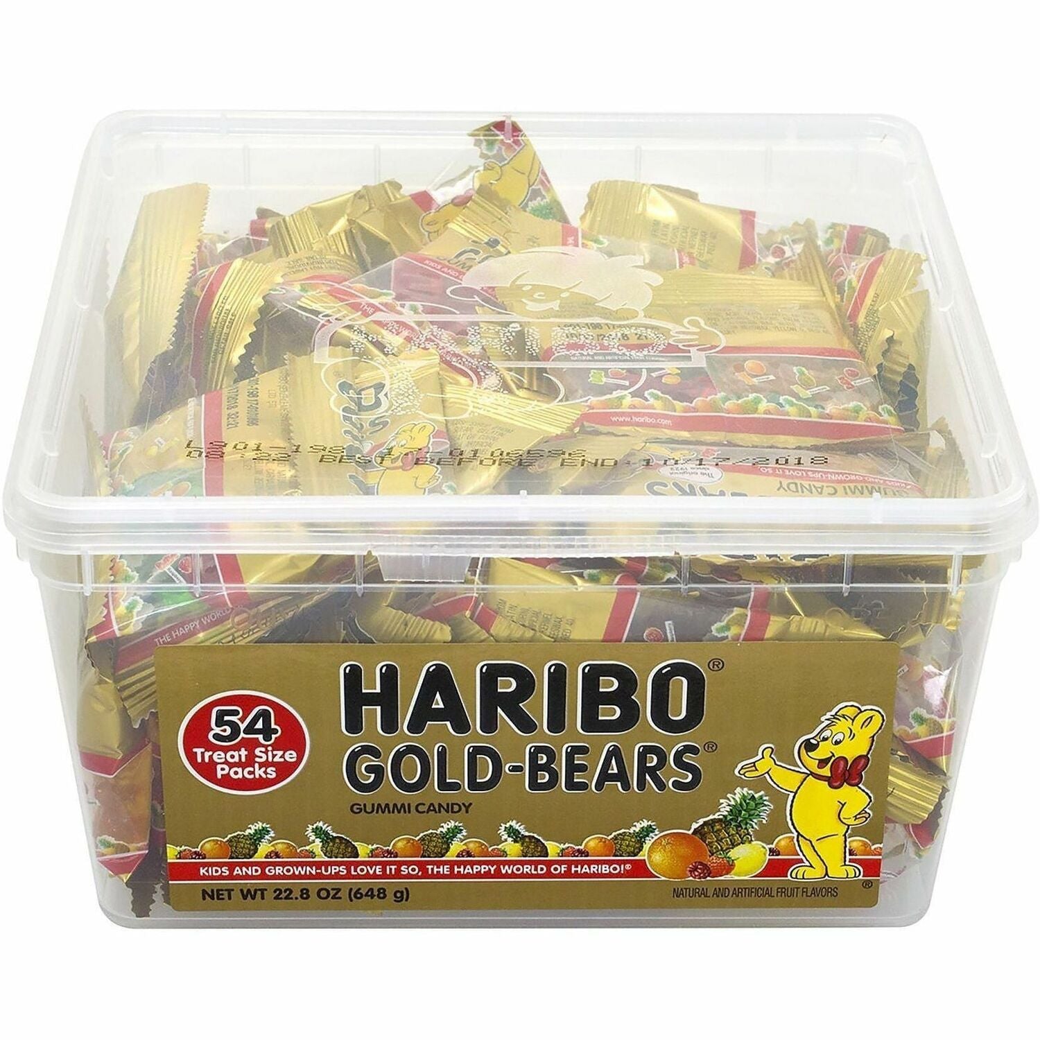 Green Rabbit Haribo Gold Gummi Bears - Fruity - 54 / Carton