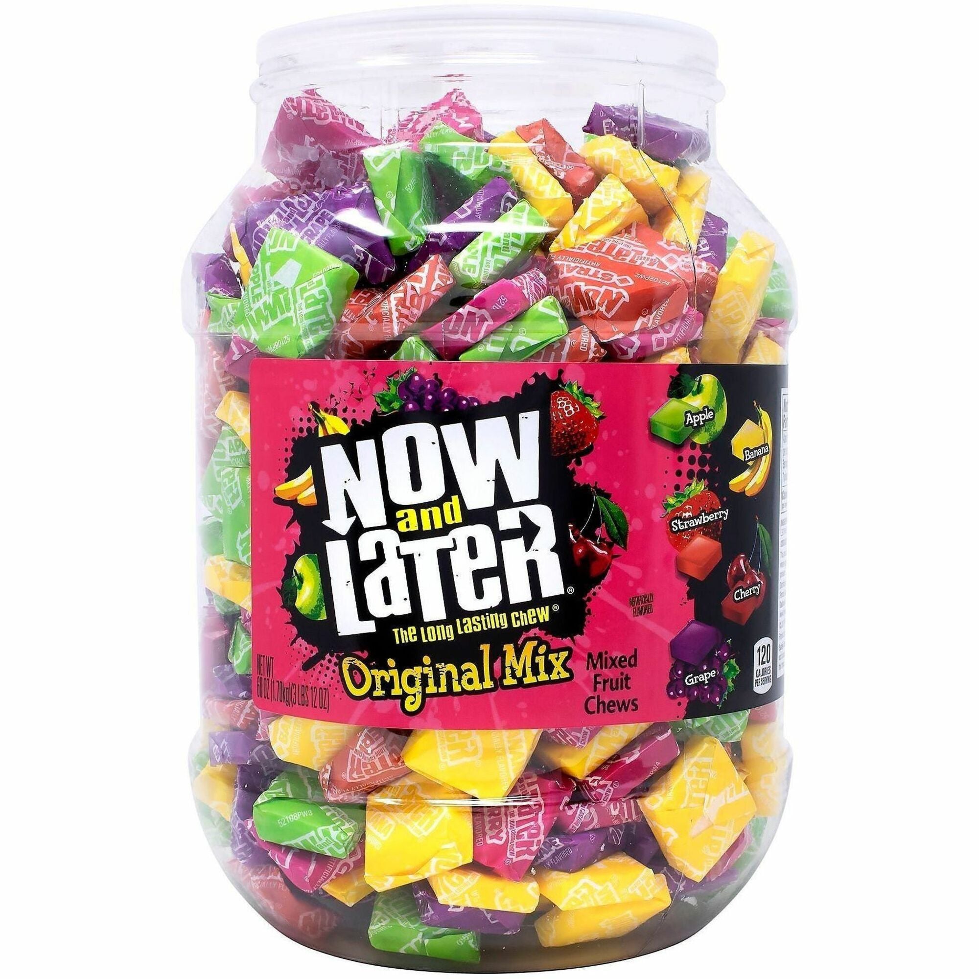 Fruit, Banana, Apple, Cherry, Grape, Tropical Fruit Punch, Strawberry - Individually Wrapped - 365 Pieces - 1 Carton