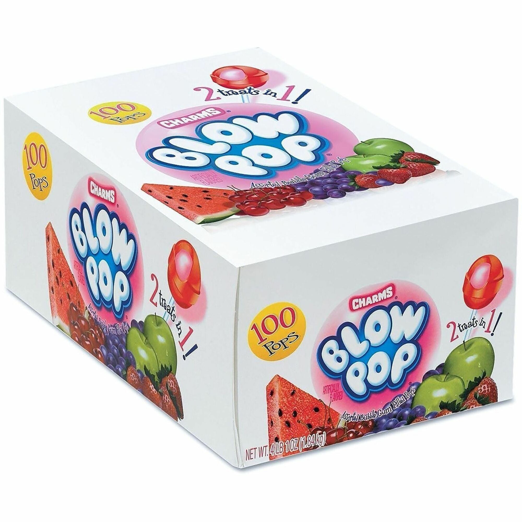 Fruit, Watermelon, Cherry, Grape, Green Apple, Strawberry - Individually Wrapped - 100 / Carton