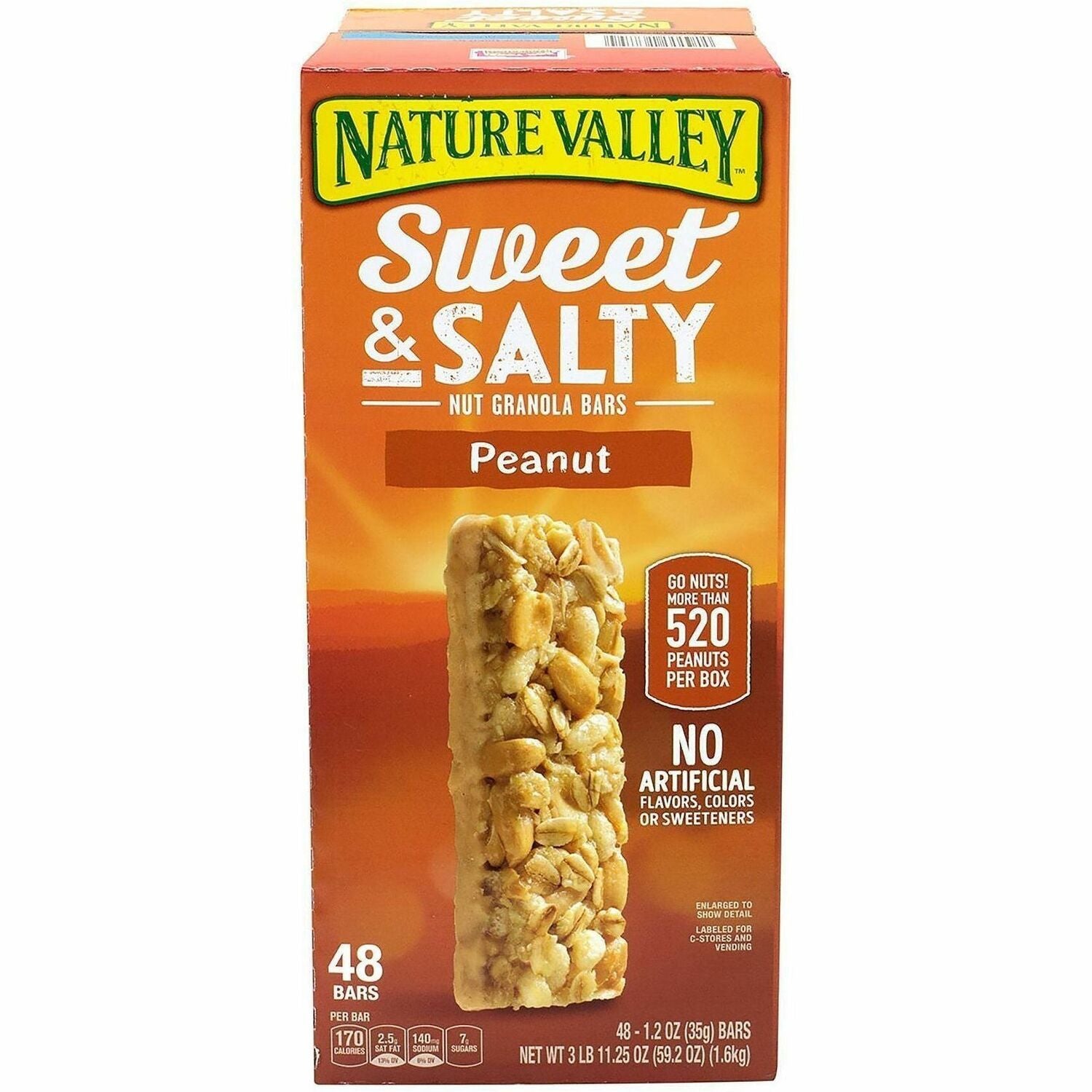 No Artificial Color, No Artificial Flavor, No Artificial Sweeteners, Individually Wrapped - Sweet & Salty, Peanut, Crunchy - 1.20 oz Pouch - 48 / Carton