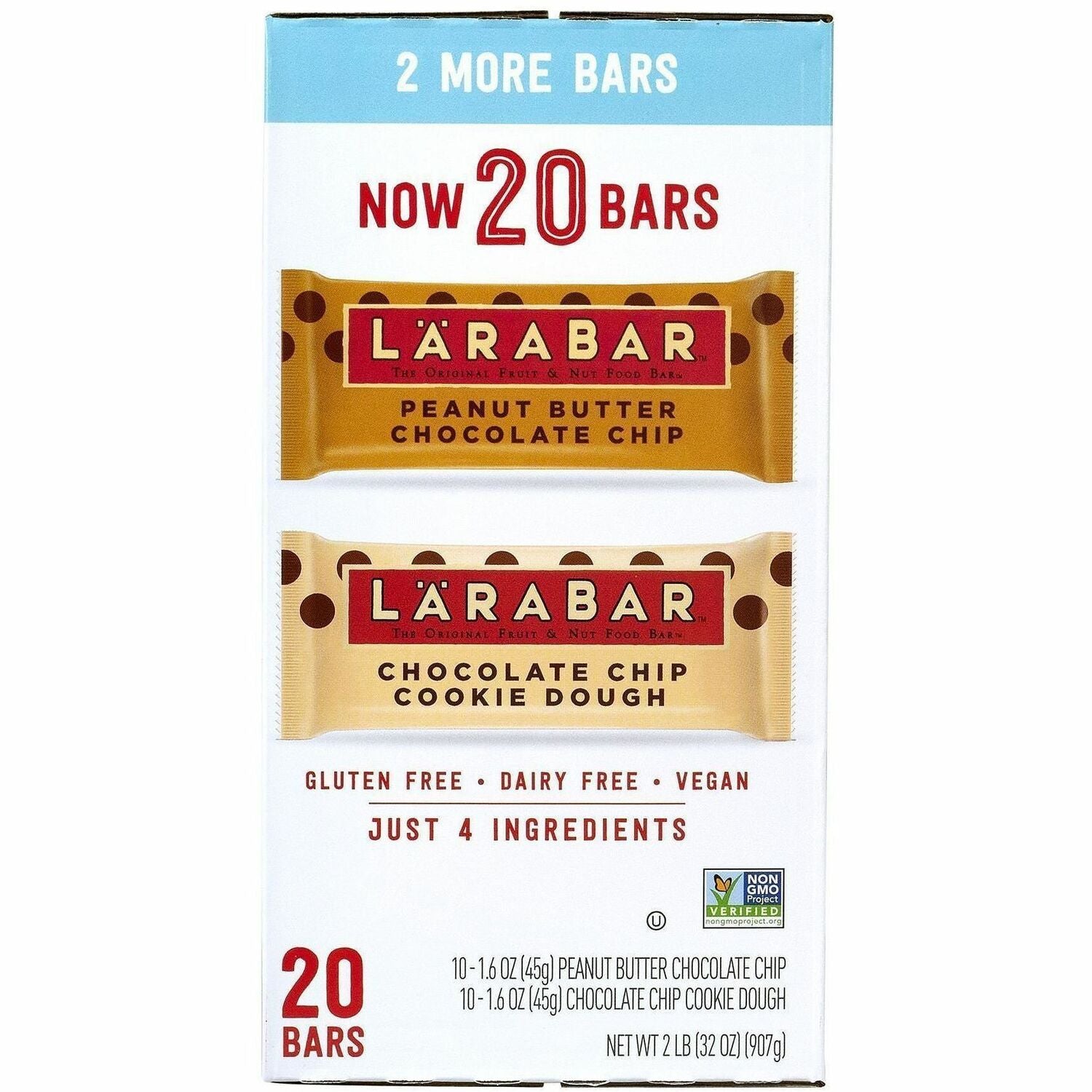Gluten-free, Dairy-free, Individually Wrapped - Peanut Butter Chocolate Chip, Chocolate Chip Cookie Dough - 20 / Carton