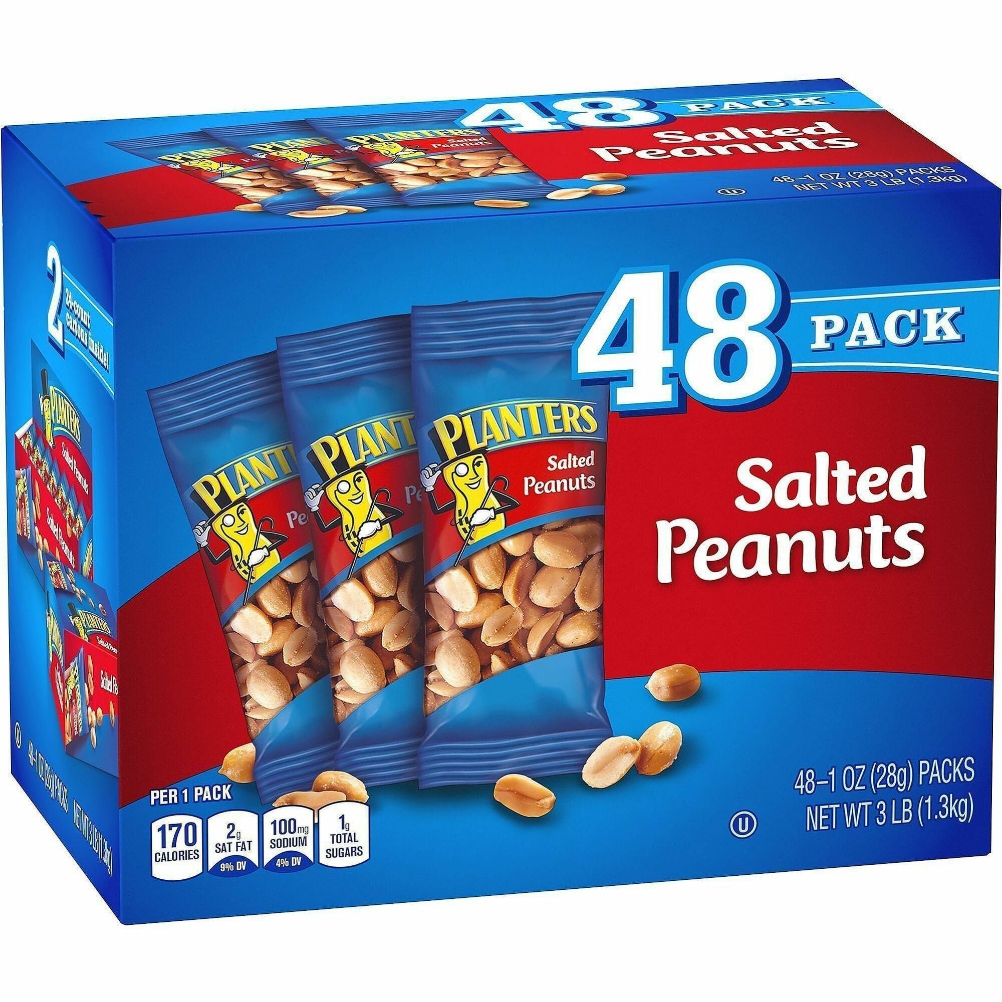 Green Rabbit Planters Roasted Peanuts Snack Packs - Cholesterol-free - Salted Peanut - 1 oz - 48 / Carton