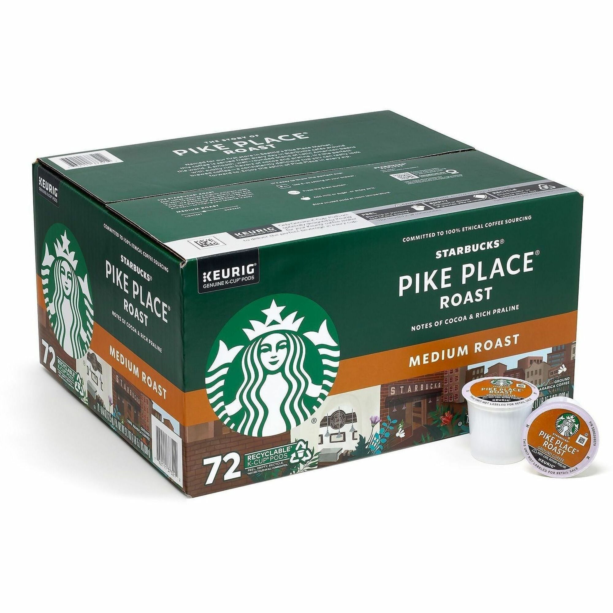 Green Rabbit K-Cup Coffee - Compatible with Keurig K-Cup Brewer - American - K-Cup - Pike Place Roast - 72 / Carton