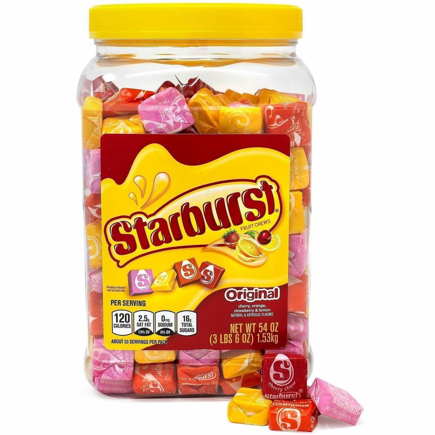 Starburst Original Fruit Chews, Fruity Flavors (Lemon, Orange, Cherry, Strawberry), 3.37 lb, 1 Carton