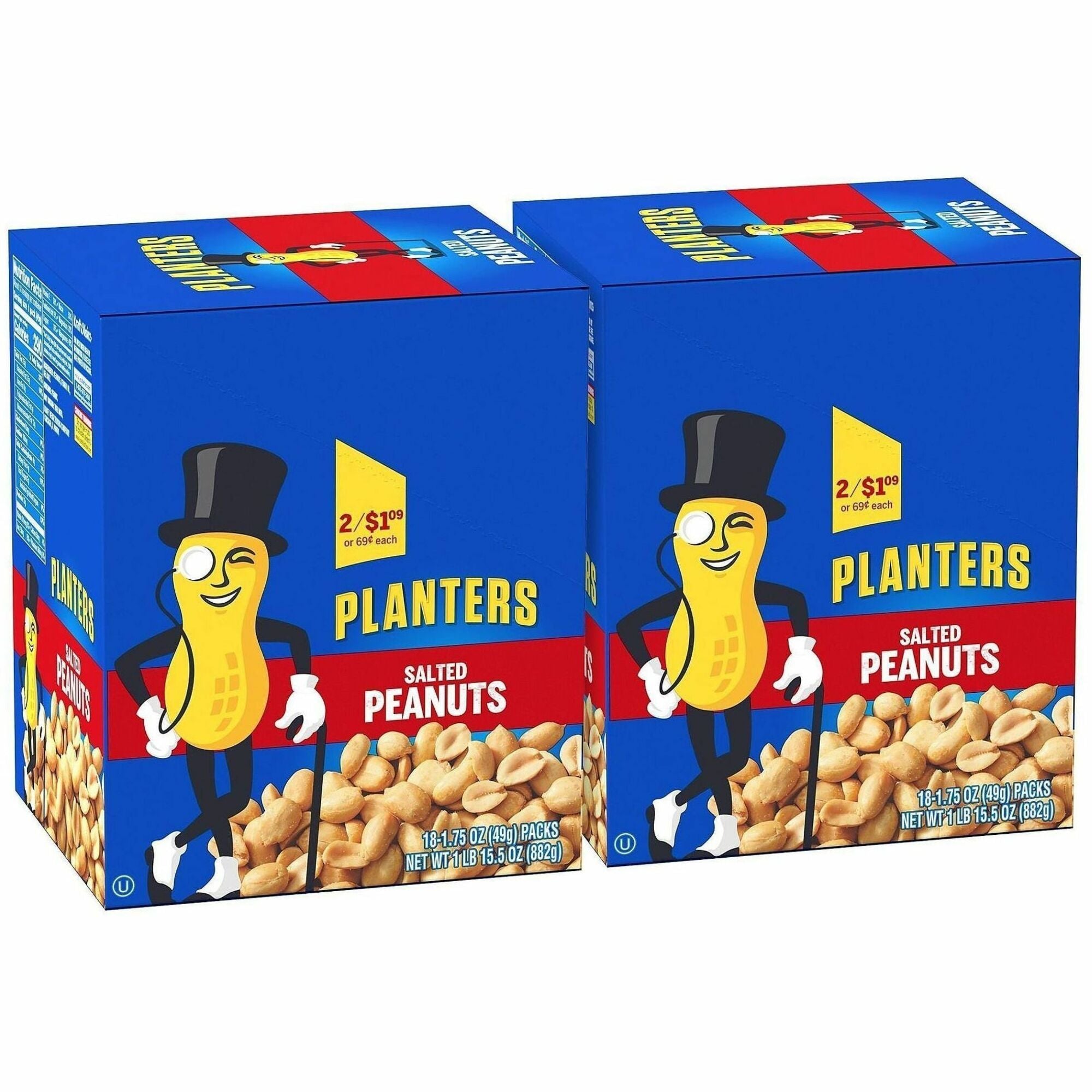 Green Rabbit Planters Salted Peanuts, Salted Classic Flavor, 1.75 oz Packs, 18 Packs per Bag, 2 Bags per Carton