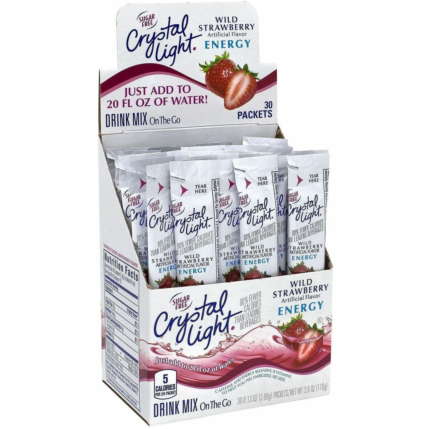 Crystal Light On-The-Go Mix, Wild Strawberry, 60 Packets per Carton